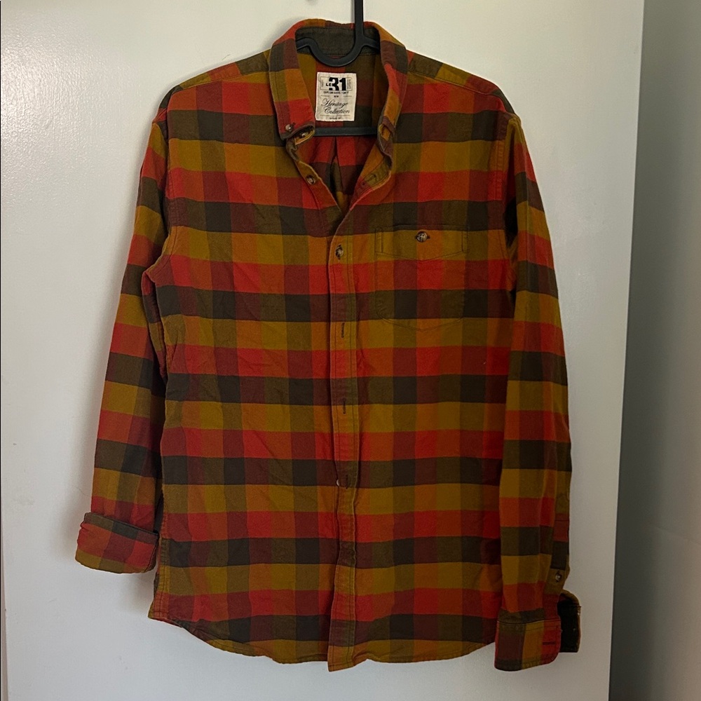 Simons Red and Yellow Plaid Casual Shirt